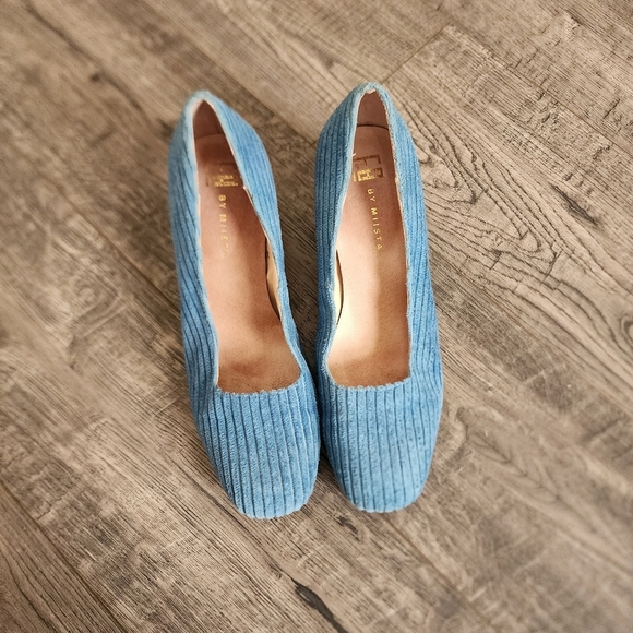 E8 By Miista Size 36 Blue Corduroy Block Heel - Picture 1 of 7